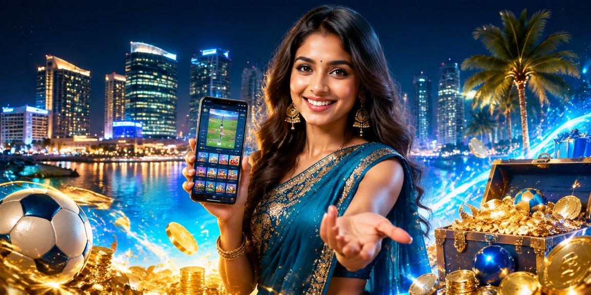 Indian woman registering on mobile device in festive attire